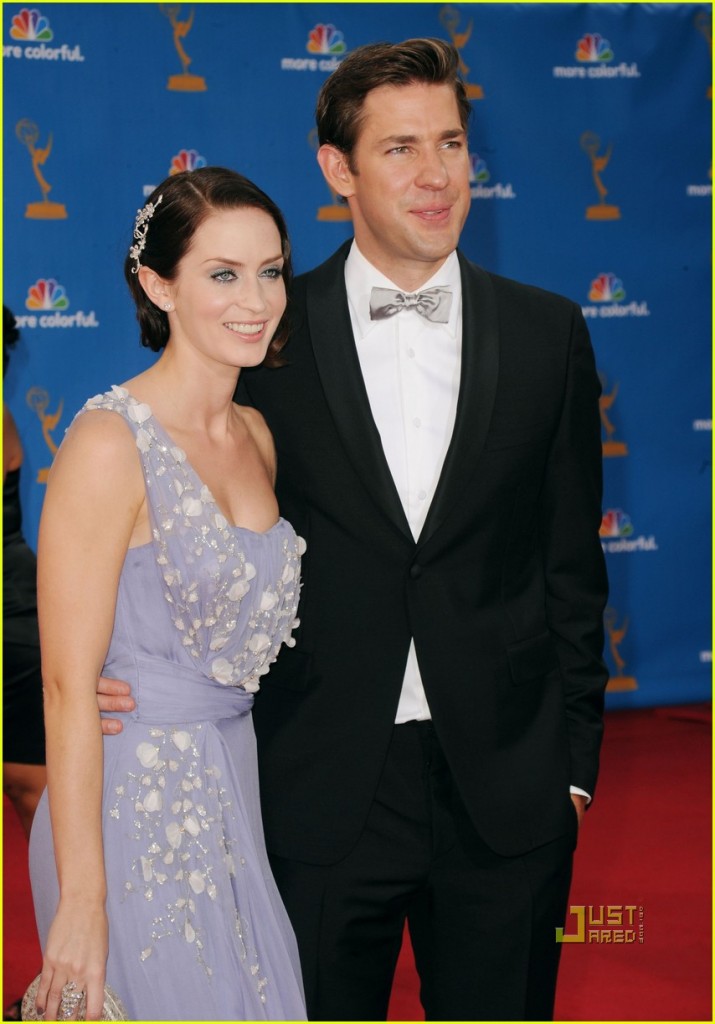 Emily Blunt with platinum diamond bangle, platinum diamond ring and diamond hair-pin