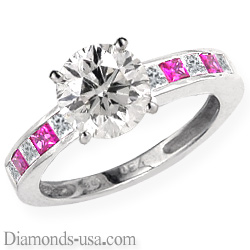 Diamond and pink Sapphires engagement ring settings
