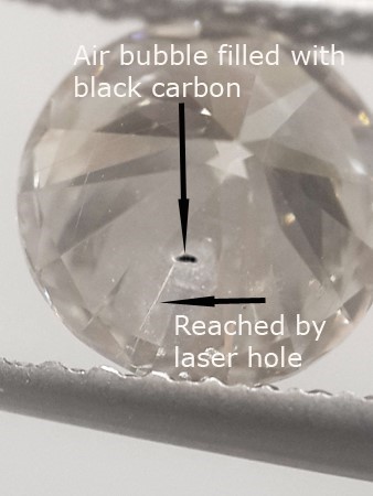 Picture of laser drilling to a black carbon bubble